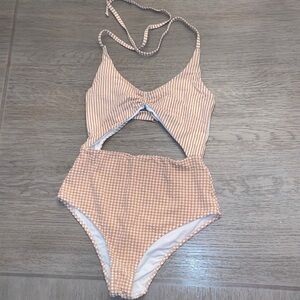 Aerie one piece swim size small beige